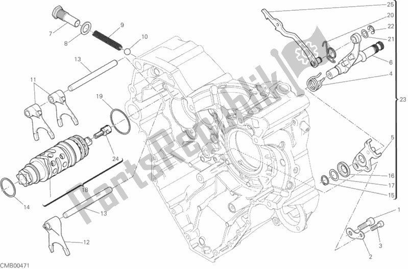All parts for the Gear Change Mechanism of the Ducati Diavel Xdiavel S Brasil 1260 2018